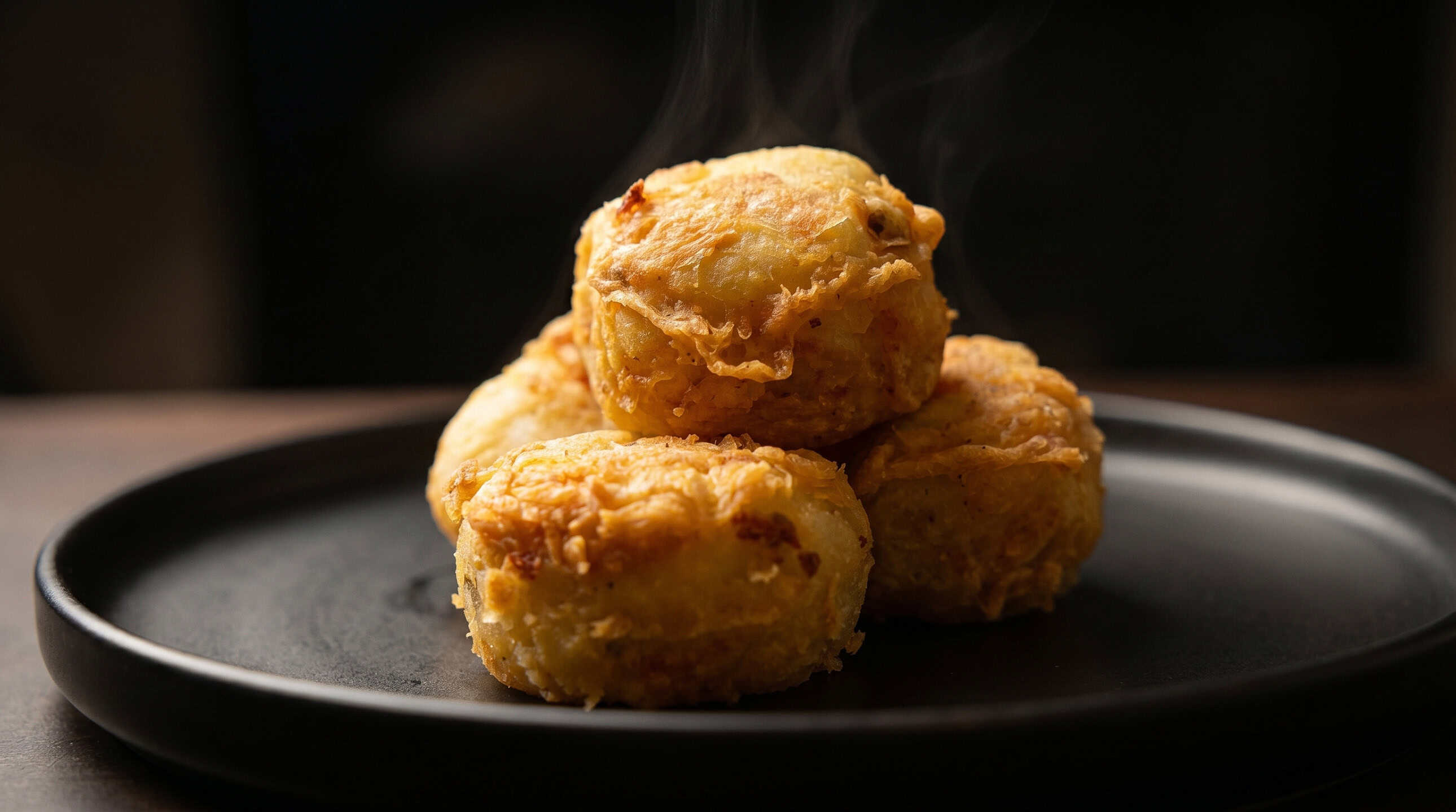 Stack of golden, crispy papas rellenas